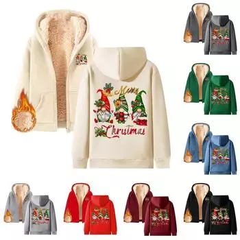 Женская плюшевая и толстая теплая свободная куртка-кардиган с капюшоном и принтом XL синий