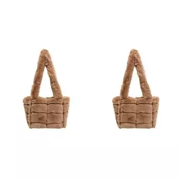 Женская плюшевая сумка через плечо, повседневная, меховая, сумка-тоут, мягкая сумка для покупок (коричневый) *