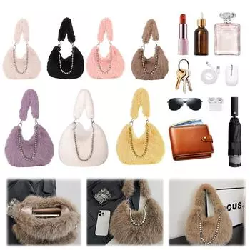 Женская плюшевая сумка через плечо, пушистая сумка через плечо, сумка-хобо для вечеринки и путешествий жёлтый