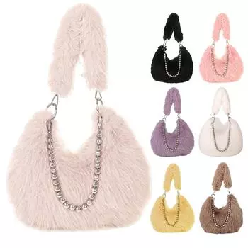 Женская плюшевая сумка через плечо с цепочкой через плечо сумка хобо пушистая для вечеринки в путешествии жёлтый