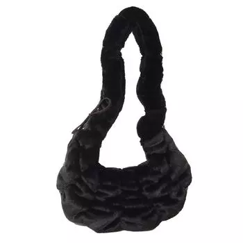 - Женская плюшевая сумка-хобо, плиссированная сумка-клатч, регулируемый ремень, облако для работы и путешествий бежевый