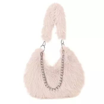 Женская плюшевая сумка подмышкой, пушистая сумка через плечо, сумка-хобо для вечеринки в путешествии жёлтый