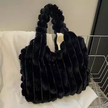 Женская плюшевая сумка-тоут большой емкости, нечеткая сумка-ранец, универсальная модная повседневная сумка для покупок зелёный