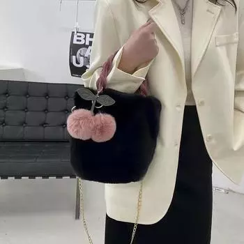 Женская плюшевая сумочка, новая, осенне-зимняя, модная, теплая, универсальная, удобная, большая, должна F9Q1 White-One size