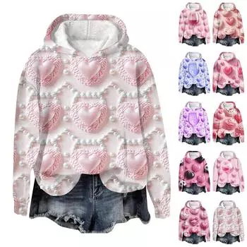 Женская плюшевая теплая повседневная куртка с принтом ко Дню святого Валентина, зимняя куртка M белый