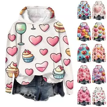 Женская плюшевая теплая повседневная куртка с принтом ко Дню святого Валентина, зимняя куртка L