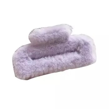 Женская плюшевая заколка для волос с дизайном «пружинная задняя часть головы», большая заколка для волос, прямоугольный зажим для волос в виде акулы, аксессуар для волос светло-фиолетовый