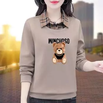 Женская поддельная двухкомпонентная толстовка в весенне-осеннем стиле с длинными рукавами и осенней рубашкой M синий