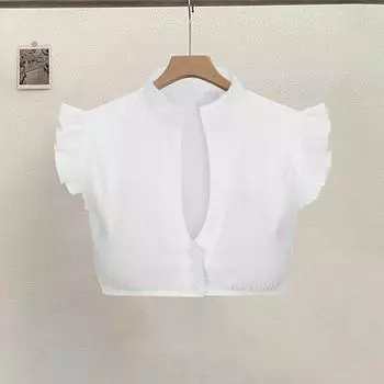 Женская поддельная рубашка с V-образным вырезом, оборками, без рукавов, однобортный короткий топ, однотонный, облегающий крой, рубашка для вечеринок на Октоберфесте, пивной фестиваль XL A