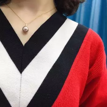 Женская подвеска из натурального пресноводного жемчуга из 18-каратного золота, простая пряжка с семенами дыни, ювелирные изделия, легкая роскошная модная универсальная цепочка на воротник 10mm-11mm