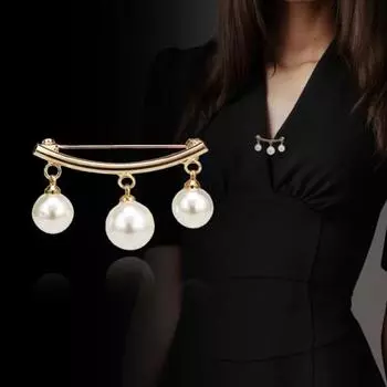 Женская подвесная брошь из искусственного жемчуга, булавка для кардигана, шаль, зажим, ювелирный подарок золотистый