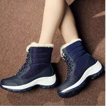 Женская походная обувь На открытом воздухе Водонепроницаемые зимние плюшевые зимние сапоги Модная повседневная спортивная обувь 35 чёрный