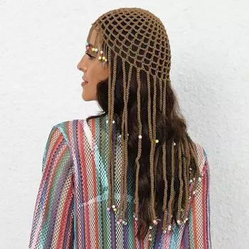 Женская полая шляпа из Европы и США, пляжная шляпа, связанная крючком, аксессуары