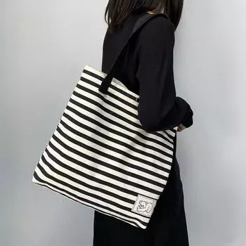 Женская полосатая холщовая сумка через плечо большой вместимости для путешествий или занятий