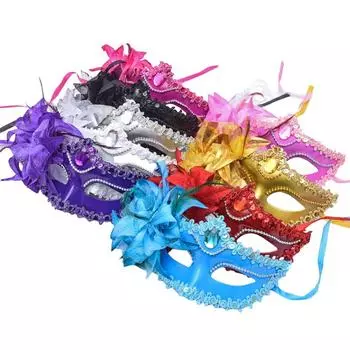 Женская полумаска для лица, маскарадные цветы, принцесса, очки, костюм для косплея, женская перьевая маска для взрослых, принадлежности для выступлений на вечеринках чёрный
