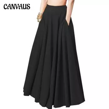 Женская полуюбка, однотонная плиссированная юбка средней длины, женское удобное повседневное платье с эластичной резинкой на талии S чёрный