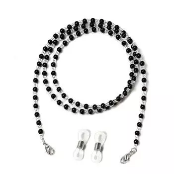 Женская поп-цепочка для очков, черная и белая, жемчужная цепочка для маски, анти-потеря, высококачественные ювелирные изделия чёрный