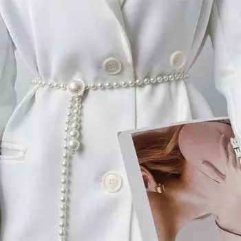 Женская поясная цепочка с цветком и бабочкой, декор из искусственного жемчуга, гладкий блеск, ретро, регулируемая F