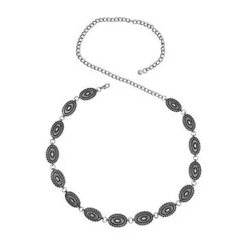 Женская поясная цепочка в богемном стиле, регулируемый джинсовый ремень, сплав, полированный край, поясной ремешок, ювелирные аксессуары серебряный