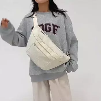 Женская поясная сумка большой емкости из вельвета, поясная сумка в уличном стиле, модная сумка через плечо, повседневная поясная сумка 40x6x20cm чёрный