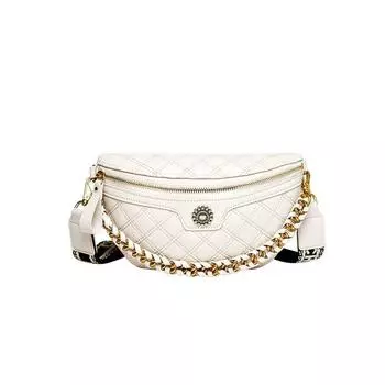 Женская поясная сумка-мессенджер из натуральной кожи (24,5*6*16 см) 612420152 белый