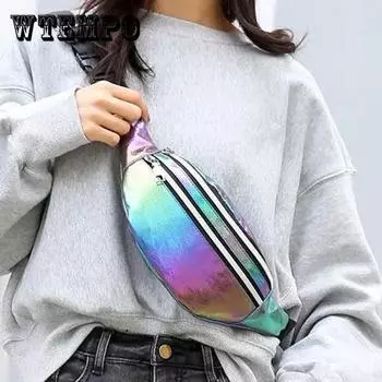 Женская поясная сумка, разноцветная повседневная сумка-мессенджер с градиентом, разноцветная, для мобильного телефона, сумка-мессенджер, уличная поясная сумка на молнии 22*12*7cm