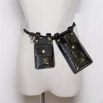 Женская поясная сумка с регулируемым ремнем через плечо для ходьбы на открытом воздухе в спортзале чёрный