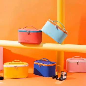 Женская портативная косметичка с высоким индексом внешнего вида, большая вместительная дорожная сумка для стирки, трехмерная сумка для хранения косметики светло-синий