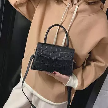 Женская портативная маленькая квадратная сумка в стиле ретро, дикая сумка через плечо, сумка-мессенджер чёрный