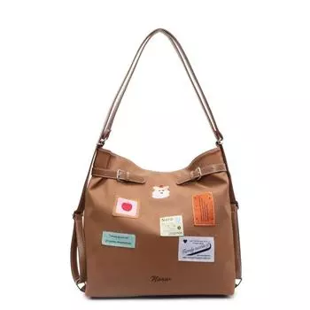 Женская портативная сумка через плечо для студентов, большая вместимость, сумка на плечо для класса коричневый