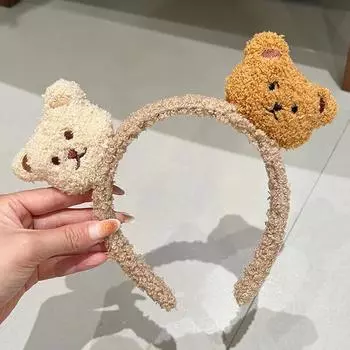 Женская повязка для волос для умывания лица, милая трехмерная повязка на голову с медведем, повязка для волос, новая заколка, заколка для волос, плюшевый головной убор