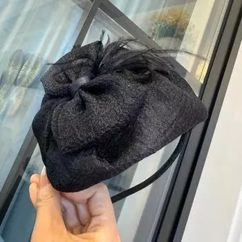 Женская повязка для волос с бантом из искусственного пера, декор, эластичный обруч для волос, роскошное платье, повязка на голову, аксессуар для волос ежедневного использования белый