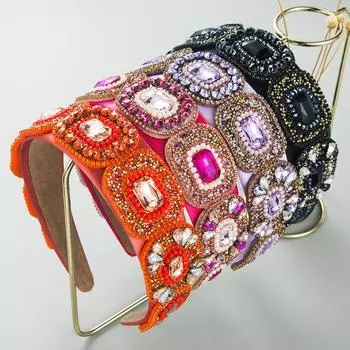 Женская повязка для волос с блестящими кристаллами в стиле барокко, высококачественная повязка на голову с небольшим ароматом, аксессуары для волос OneSize красный