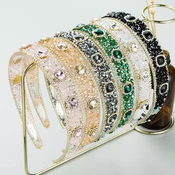 Женская повязка для волос с блестящими стеклянными кристаллами и прозрачными тонкими зубцами, прессованный головной убор OneSize белый