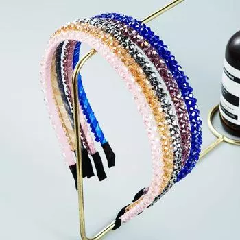 Женская повязка для волос с милым темпераментом и кристаллами, пряжка для головы, стразы, тонкая повязка на голову, головной убор OneSize фиолетовый