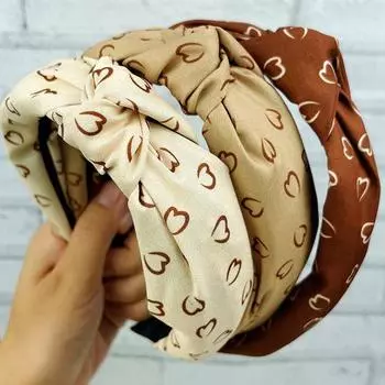 Женская повязка для волос с узлом в виде сердца, широкая полоса с леопардовым узором, эластичная противоскользящая ретро-легкое украшение для волос, женский обруч для волос, аксессуар для волос