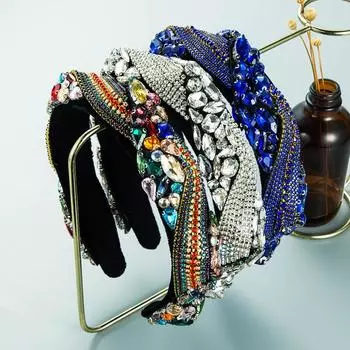 Женская повязка для волос Super Flash Claw Chain Rhinestone Cross Head Band Street Beat головной убор OneSize белый