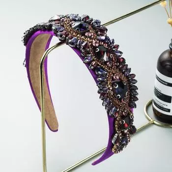 Женская повязка для волос в стиле барокко, украшение из сверкающего драгоценного камня, винтажная повязка на голову, полностью кристаллическое тяжелое украшение для волос OneSize зелёный