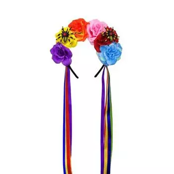 Женская повязка на голову атласная с красочным цветочным декором обруч для волос яркого цвета на Хэллоуин легкий аксессуар для волос B