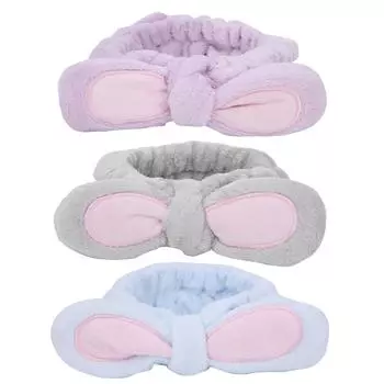 Женская повязка на голову для чистки лица, украшение для ушей кролика, эластичная повязка на голову для спа, макияжа, ухода за кожей Purple