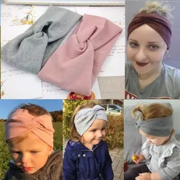 Женская повязка на голову для девочек, повязка на голову с узлом, эластичная повязка для волос, аксессуары для волос, хлопковая повязка для волос чёрный