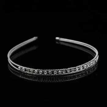 Женская повязка на голову Кристальная повязка для волос Металлическая Блестящая Серебристого цвета Ювелирные изделия Аксессуары для волос