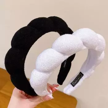 Женская повязка на голову, нескользящая, однотонная, эластичная, противоскользящая, толстая, с фиксацией волос, головной убор, мытье лица, обруч для волос белый