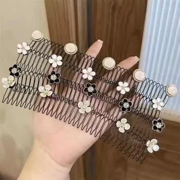 Женская повязка на голову с цветком, искусственным жемчугом, пуговицами, бабочками, украшением, обруч для волос, видимая металлическая сетка, эластичный аксессуар для волос A