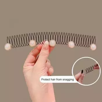 Женская повязка на голову с цветком, искусственным жемчугом, пуговицами, бабочками, украшением, обруч для волос, видимая металлическая сетка, эластичный аксессуар для волос