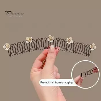 Женская повязка на голову с цветком, искусственным жемчугом, пуговицами, бабочками, украшением, обруч для волос, видимая металлическая сетка, эластичный аксессуар для волос D