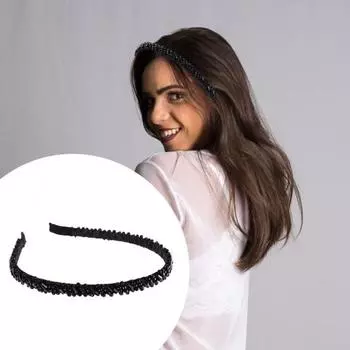 Женская повязка на голову с искусственными хрустальными бусинами, эластичный нескользящий обруч для волос, легкая повязка на голову с тонкими краями, аксессуары для волос кофейный