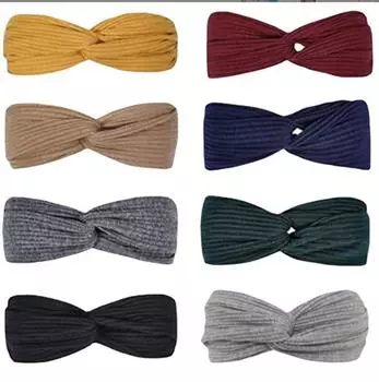 Женская повязка на голову с перекрестным узлом, эластичные ленты для волос, мягкая однотонная повязка для волос для девочек, аксессуары для волос, витая завязанная повязка на голову чёрный