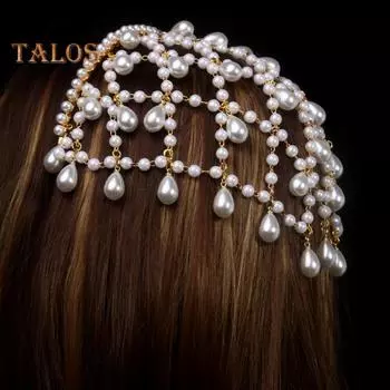 Женская повязка на голову с сеткой, имитацией жемчуга, легкая, удобная повязка на голову, обруч для волос, прическа, нарядные аксессуары для волос серебряный