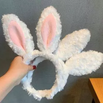 Женская повязка на голову с заячьими ушками, Нескользящая Милая мультяшная повязка на голову с кроличьими ушками, повязка на голову, аксессуары для волос розовый